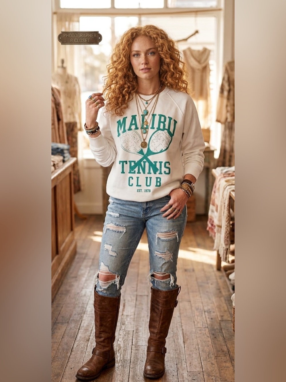 Malibu Tennis Club crewneck sweatshirt from buckle Blue B